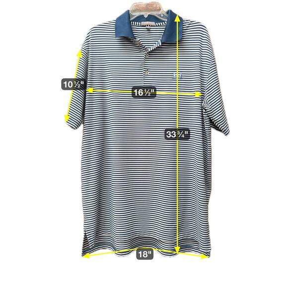 Peter Millar Summer Comfort Performance Golf Polo Mens L Blue White Short Sleeve - Picture 7 of 7